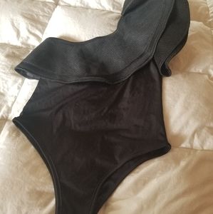One shoulder bodysuit size L black